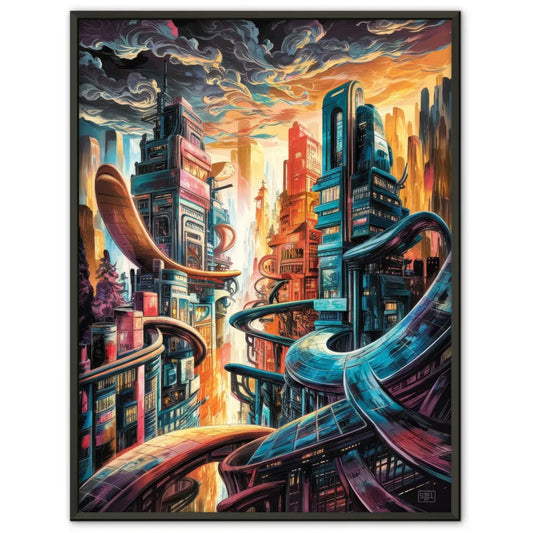 Futuristische Stadtlandschaft Poster Kunstwerk Deco 1