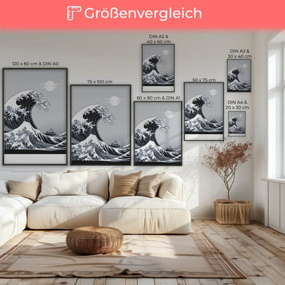 Minimalistisches Poster mit Welle und Boot im Abstrakt 7