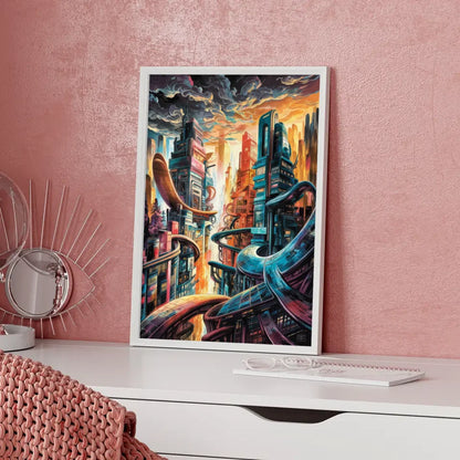 Futuristische Stadtlandschaft Poster Kunstwerk Deco 5