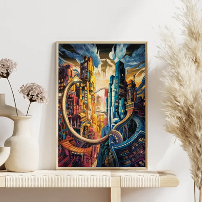 Futuristische Stadtlandschaft Poster im Ukiyo-e Style 4