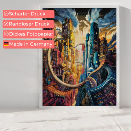 Futuristische Stadtlandschaft Poster im Ukiyo-e Style 6