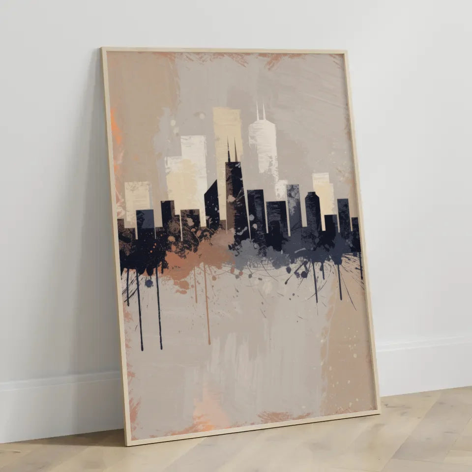 Abstrakte Städtesilhouette Poster im minimalistischen Design 3