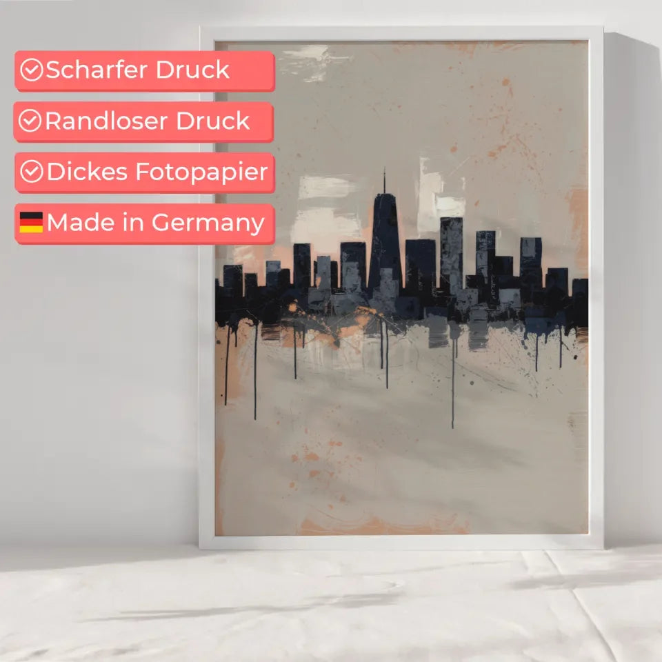 Abstrakte Poster Stadtsilhouette in sanften schönen Farben 6