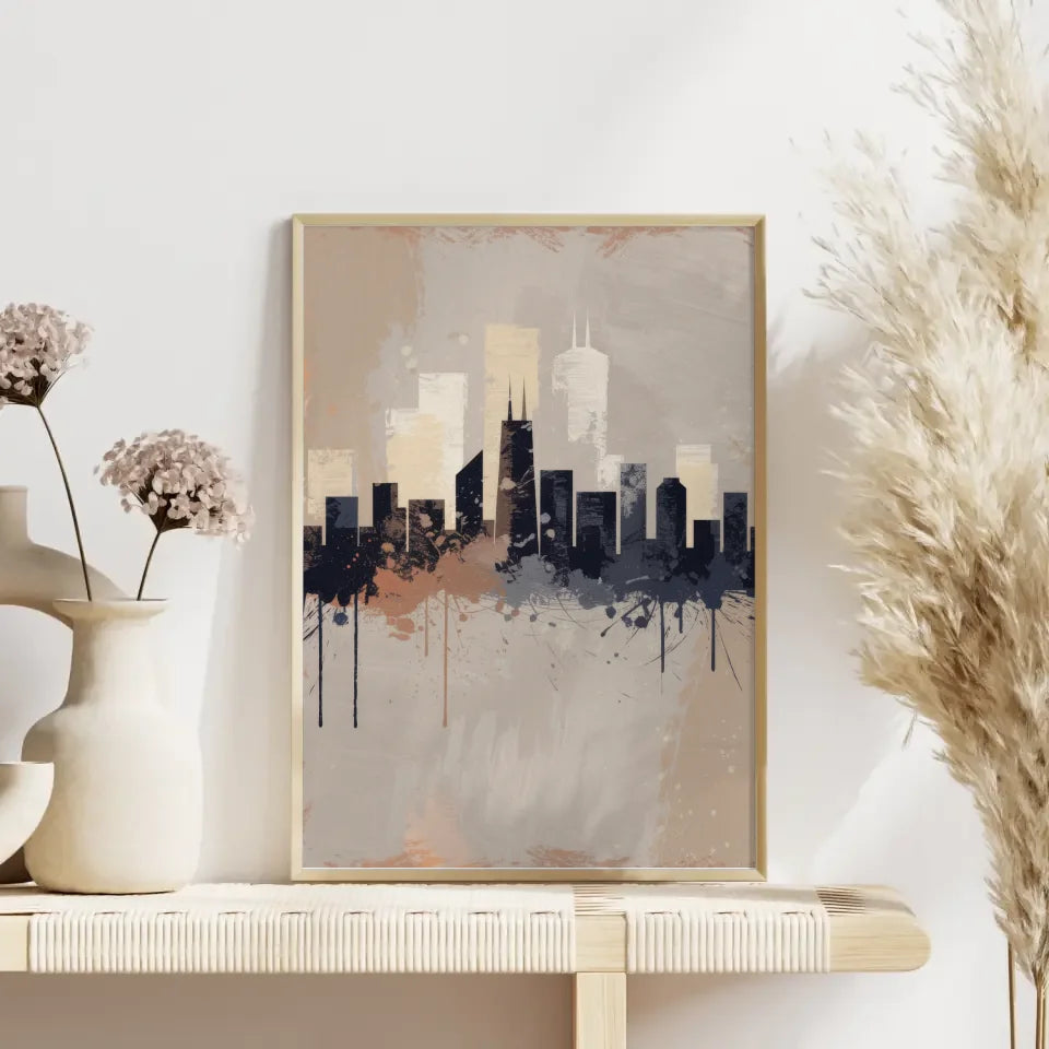 Abstrakte Städtesilhouette Poster im minimalistischen Design 4