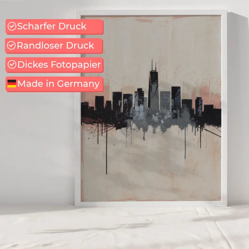 Abstrakte Poster Stadtsilhouette in sanften Farben 6