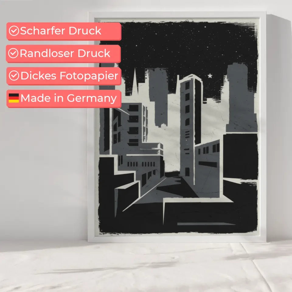 Poster Stadt Nacht minimalistisch abstrakt Kunst