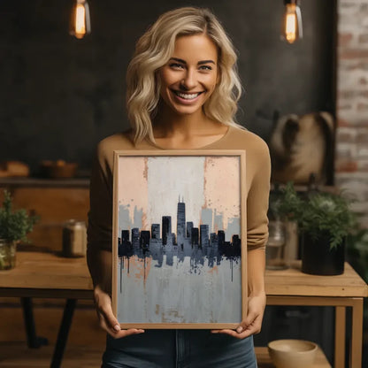 Minimalistisches Poster Stadtsilhouette abstrakt 2