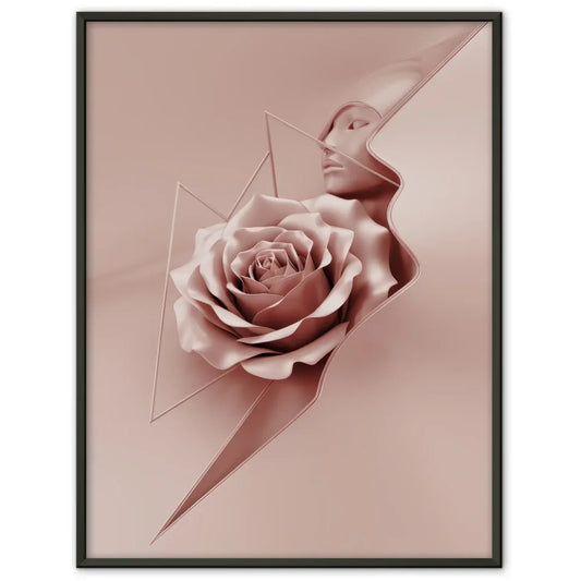 Elegantes Poster mit roségoldener Rose und Frauengesicht 1