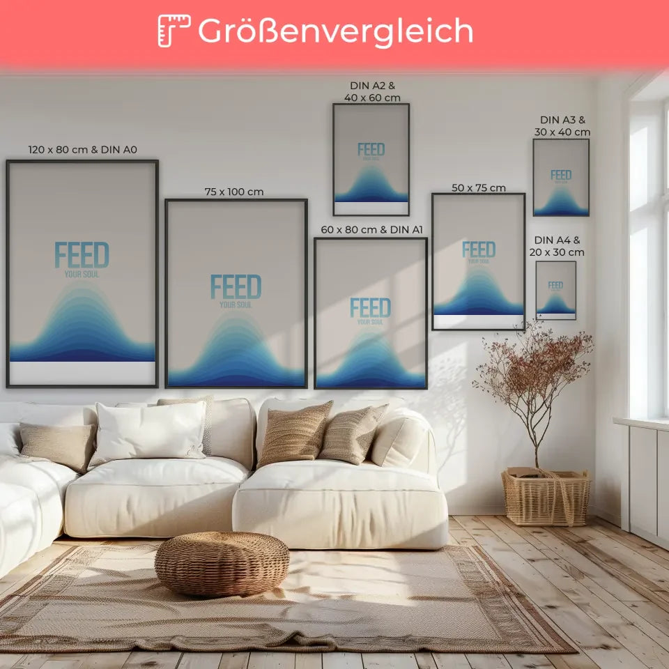 Poster mit blauem Farbverlauf und minimalistischem Design