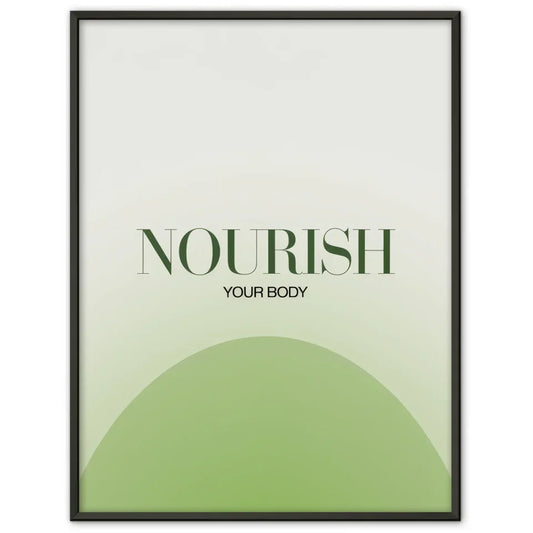 Minimalistisches Poster NOURISH mit grünem Hintergrund 1