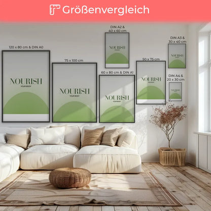 Minimalistisches Poster NOURISH mit grünem Hintergrund 7