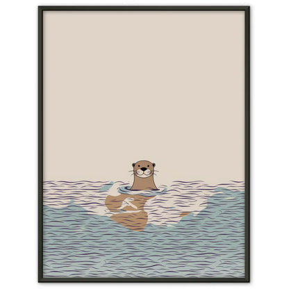 Poster glücklicher Otter in ruhiger Landschaft