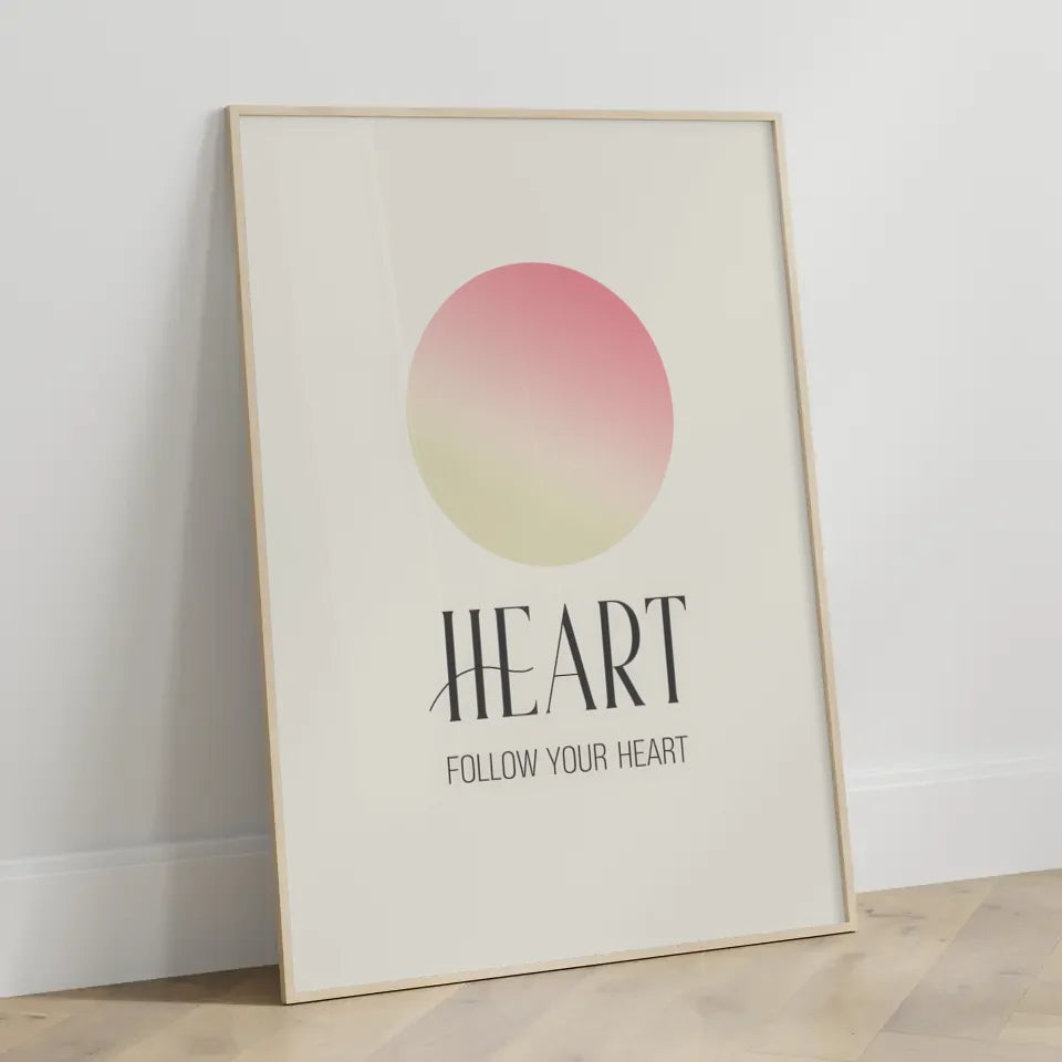 Minimalistische Poster Heart mit Farbverlauf und Inspiriertem Spruch 3