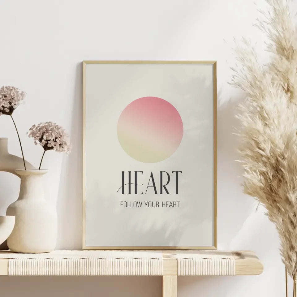 Minimalistische Poster Heart mit Farbverlauf und Inspiriertem Spruch 4