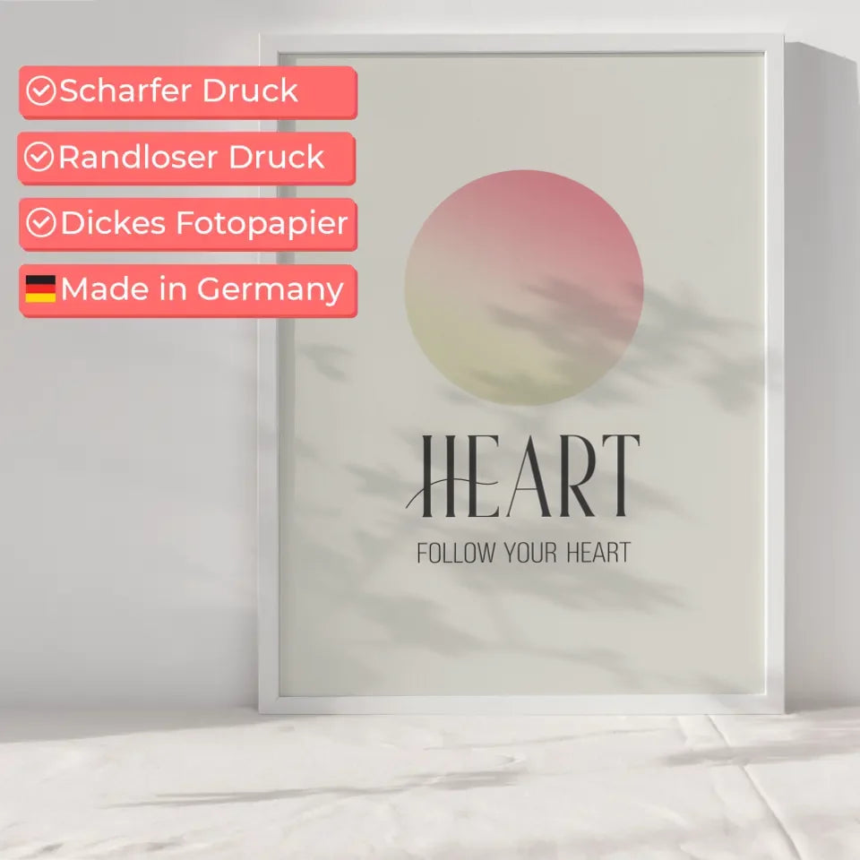 Minimalistische Poster Heart mit Farbverlauf und Inspiriertem Spruch 6