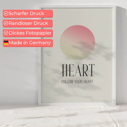 Minimalistische Poster Heart mit Farbverlauf und Inspiriertem Spruch 6