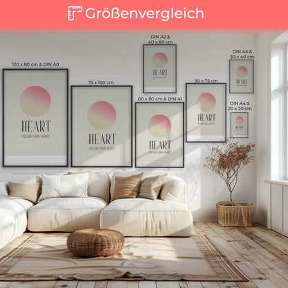 Minimalistische Poster Heart mit Farbverlauf und Inspiriertem Spruch 7