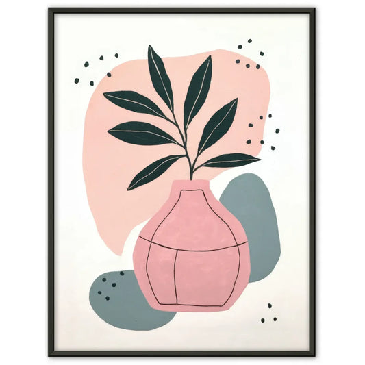 Minimalistisches Poster mit Pflanzenmotiven und Farbakzenten 1