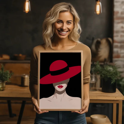 Minimalistische Poster geheimnisvolle Frau mit Hut 2