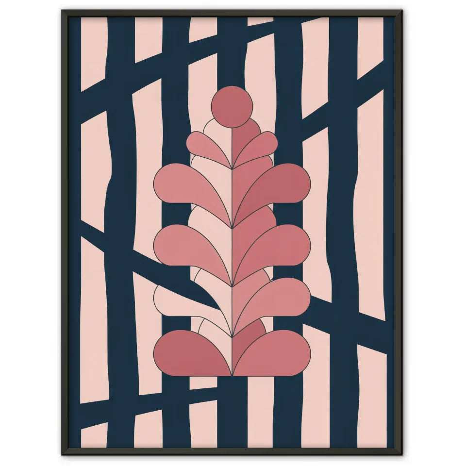 Minimalistisches Poster mit stylisierter Blume in Rosaton 1