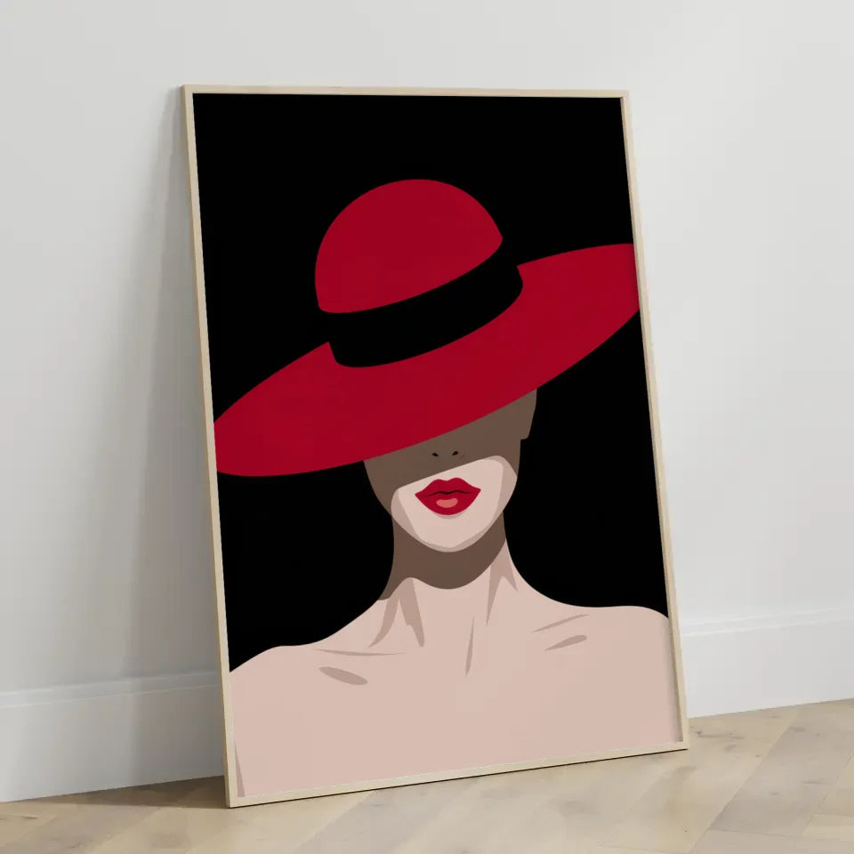 Minimalistische Poster geheimnisvolle Frau mit Hut 3
