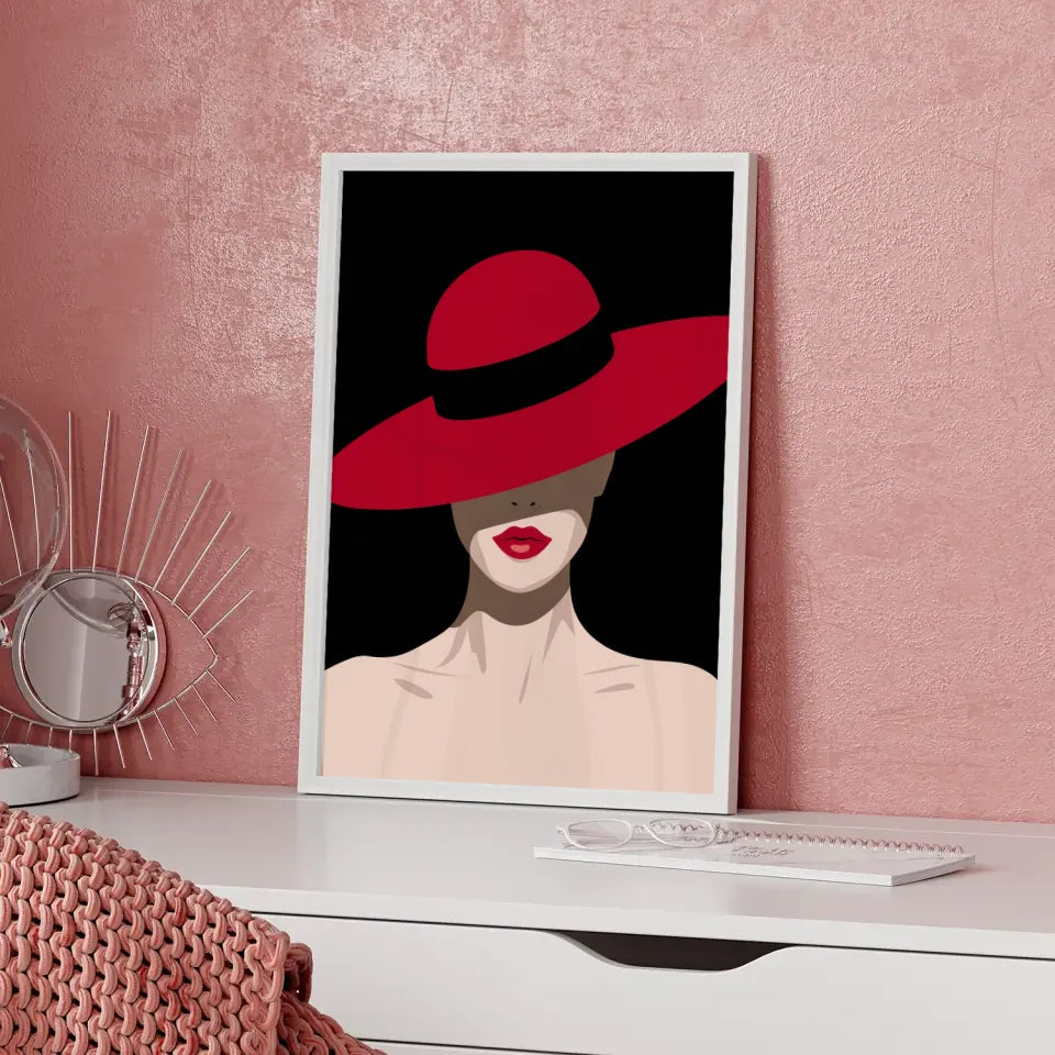 Minimalistische Poster geheimnisvolle Frau mit Hut 5