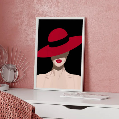 Minimalistische Poster geheimnisvolle Frau mit Hut 5