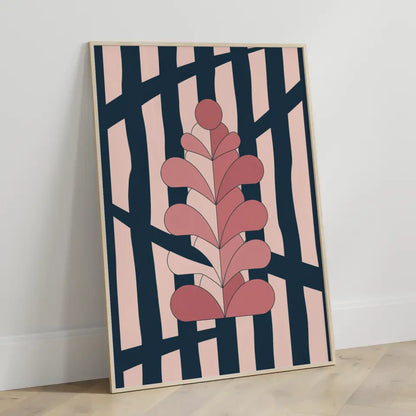 Minimalistisches Poster mit stylisierter Blume in Rosaton 3