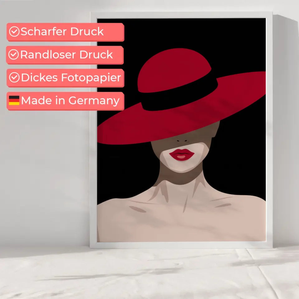 Minimalistische Poster geheimnisvolle Frau mit Hut 6