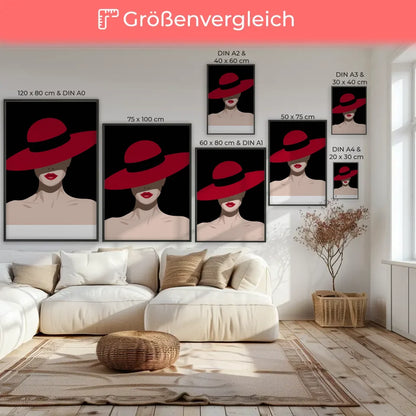 Minimalistische Poster geheimnisvolle Frau mit Hut 7