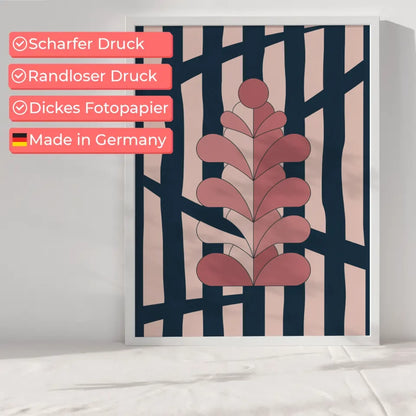Minimalistisches Poster mit stylisierter Blume in Rosaton 6