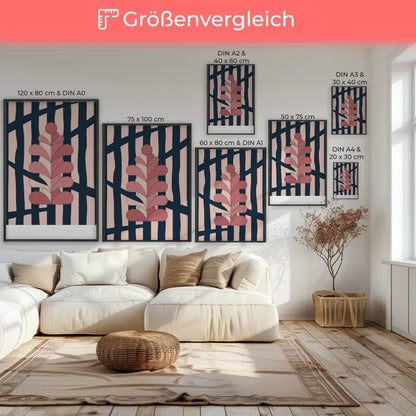 Minimalistisches Poster mit stylisierter Blume in Rosaton 7