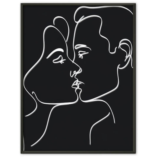 Minimalistisches Poster mit Strichzeichnung von küssenden Gesichtern 1