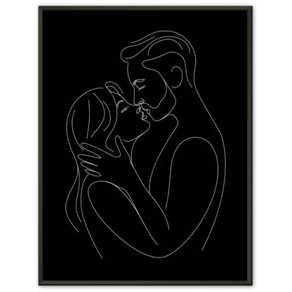 Minimalistisches Poster von küssendem Paar in Schwarz-Weiß 1