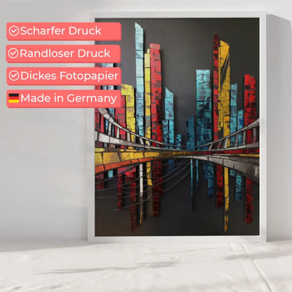 Moderne Stadtlandschaft Poster in lebendigen Farben und Mosaikdesign 6