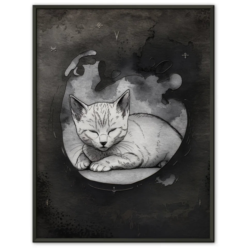 Minimalistisches Kätzchen Poster in Grau 1