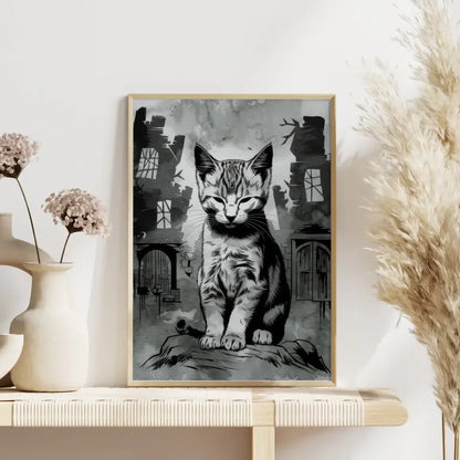 Minimalistisches Kätzchen Poster im Fantasy Stil 4