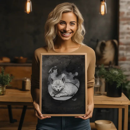 Minimalistisches Kätzchen Poster in Grau 2