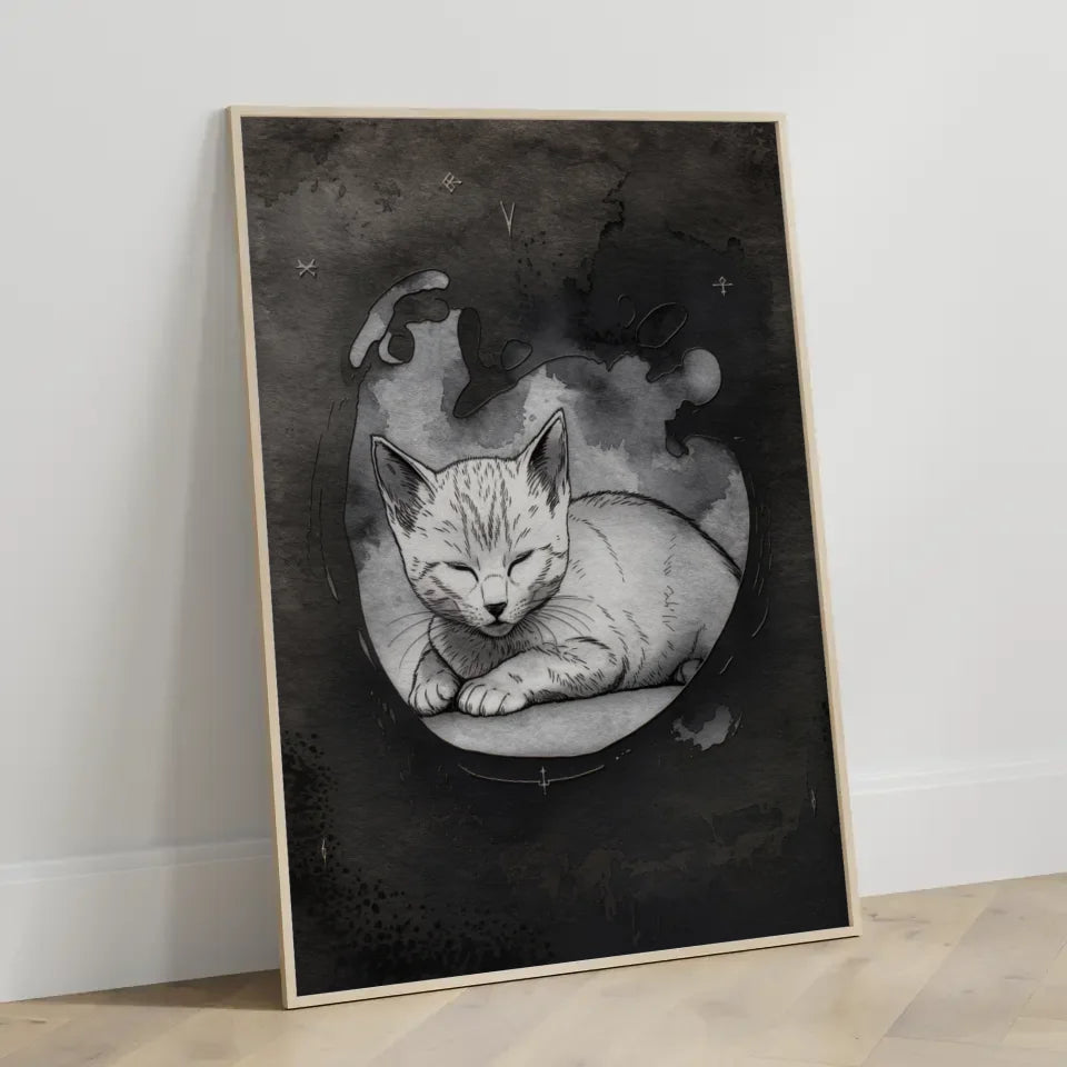 Minimalistisches Kätzchen Poster in Grau 3