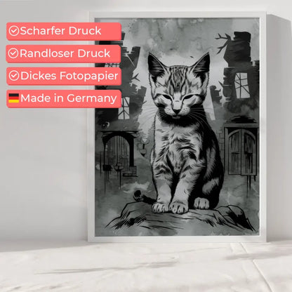 Minimalistisches Kätzchen Poster im Fantasy Stil 6