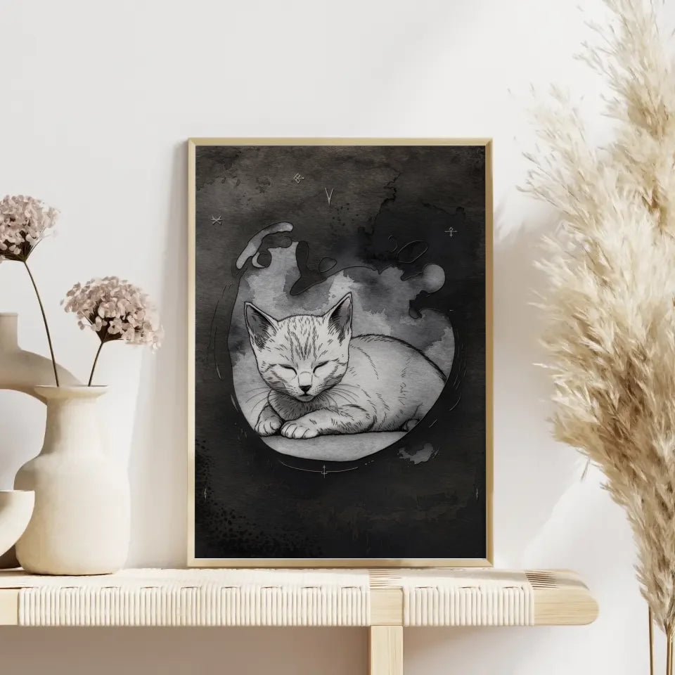 Minimalistisches Kätzchen Poster in Grau 4