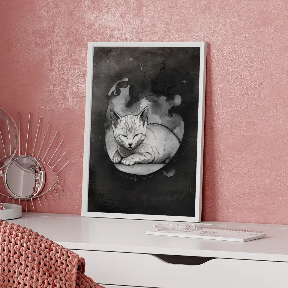 Minimalistisches Kätzchen Poster in Grau 5