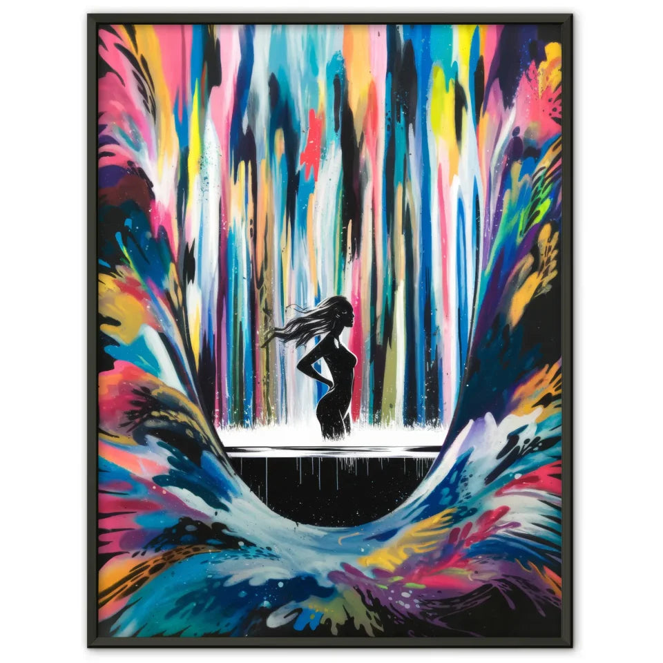 Minimalistisches Frauen Poster mit Tintenwasserfall Kunst 1