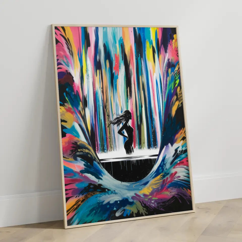 Minimalistisches Frauen Poster mit Tintenwasserfall Kunst 3