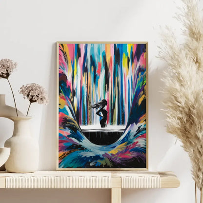 Minimalistisches Frauen Poster mit Tintenwasserfall Kunst 4