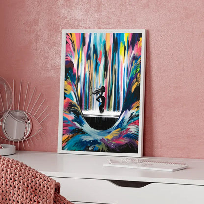 Minimalistisches Frauen Poster mit Tintenwasserfall Kunst 5