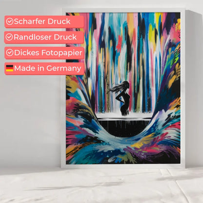 Minimalistisches Frauen Poster mit Tintenwasserfall Kunst 6