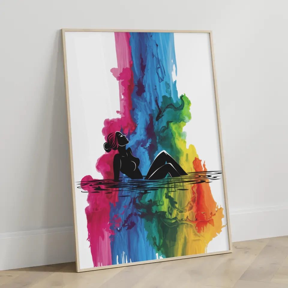 Moderne Poster mit minimalistischer Eleganz und farbigem Tintenwasserfall 3