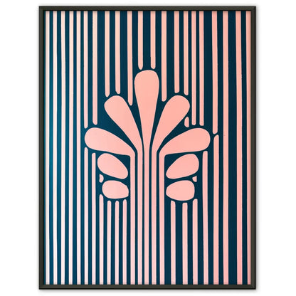 Minimalistisches Poster mit stilisierter Blume in Blau Rosa 1