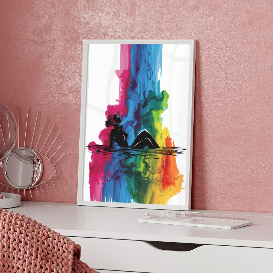 Moderne Poster mit minimalistischer Eleganz und farbigem Tintenwasserfall 5
